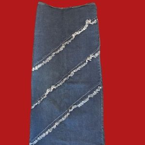 Long Distressed Pencil Skirt